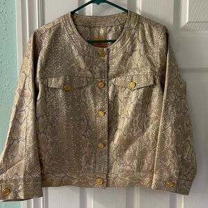 NWOT Ruby Rd. Gold/shimmer cropped lightweight jacket size 14